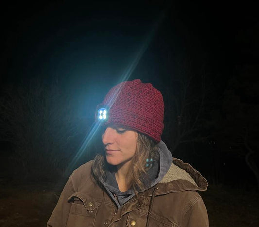 handmade crochet led flashlight beanie