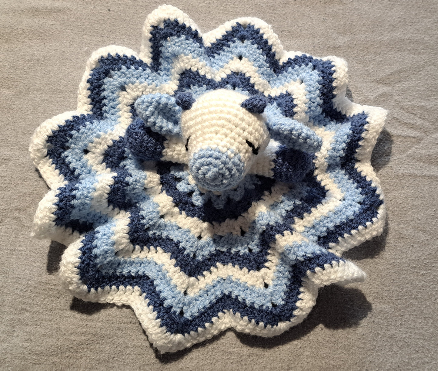 blue crochet cow lovey