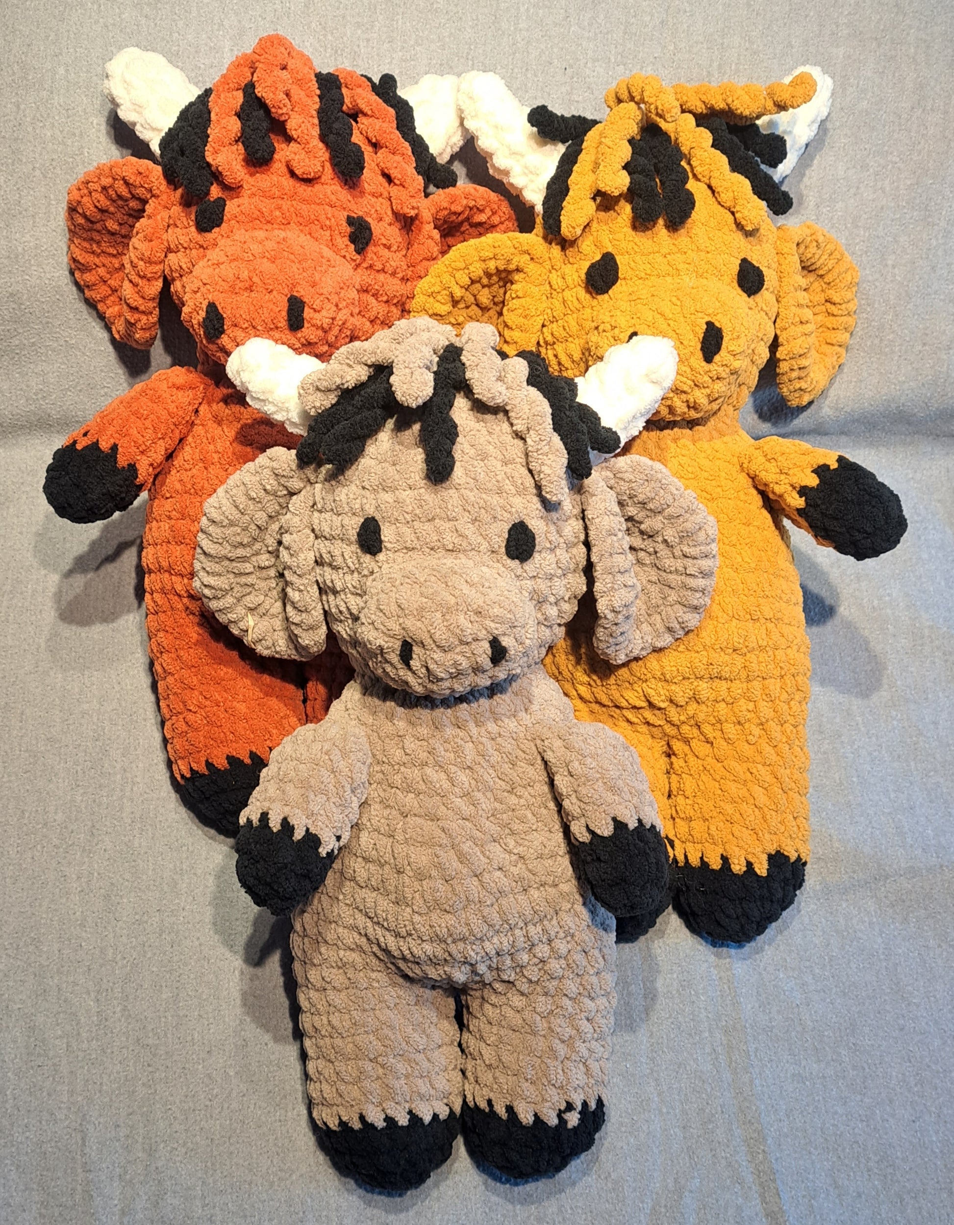 Crochet highland cow plushies
