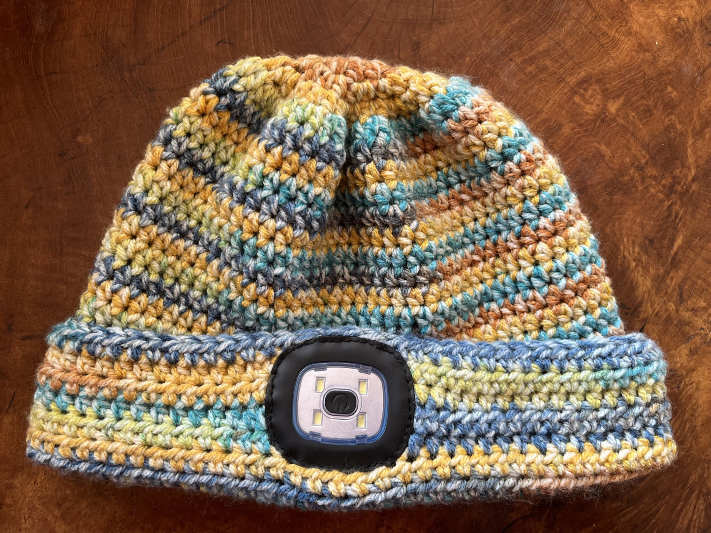 crochet led flashlight beanie