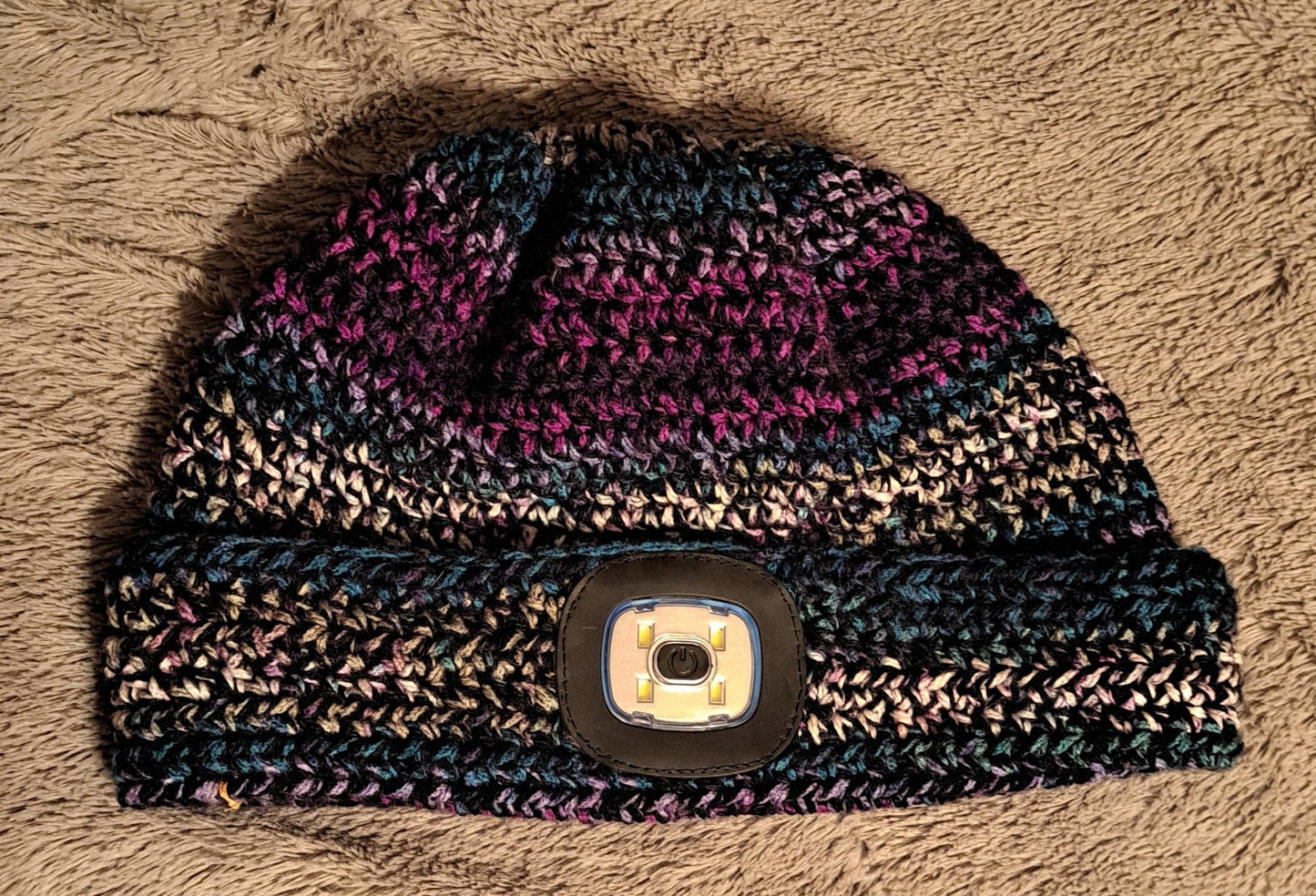 crochet led flashlight beanie