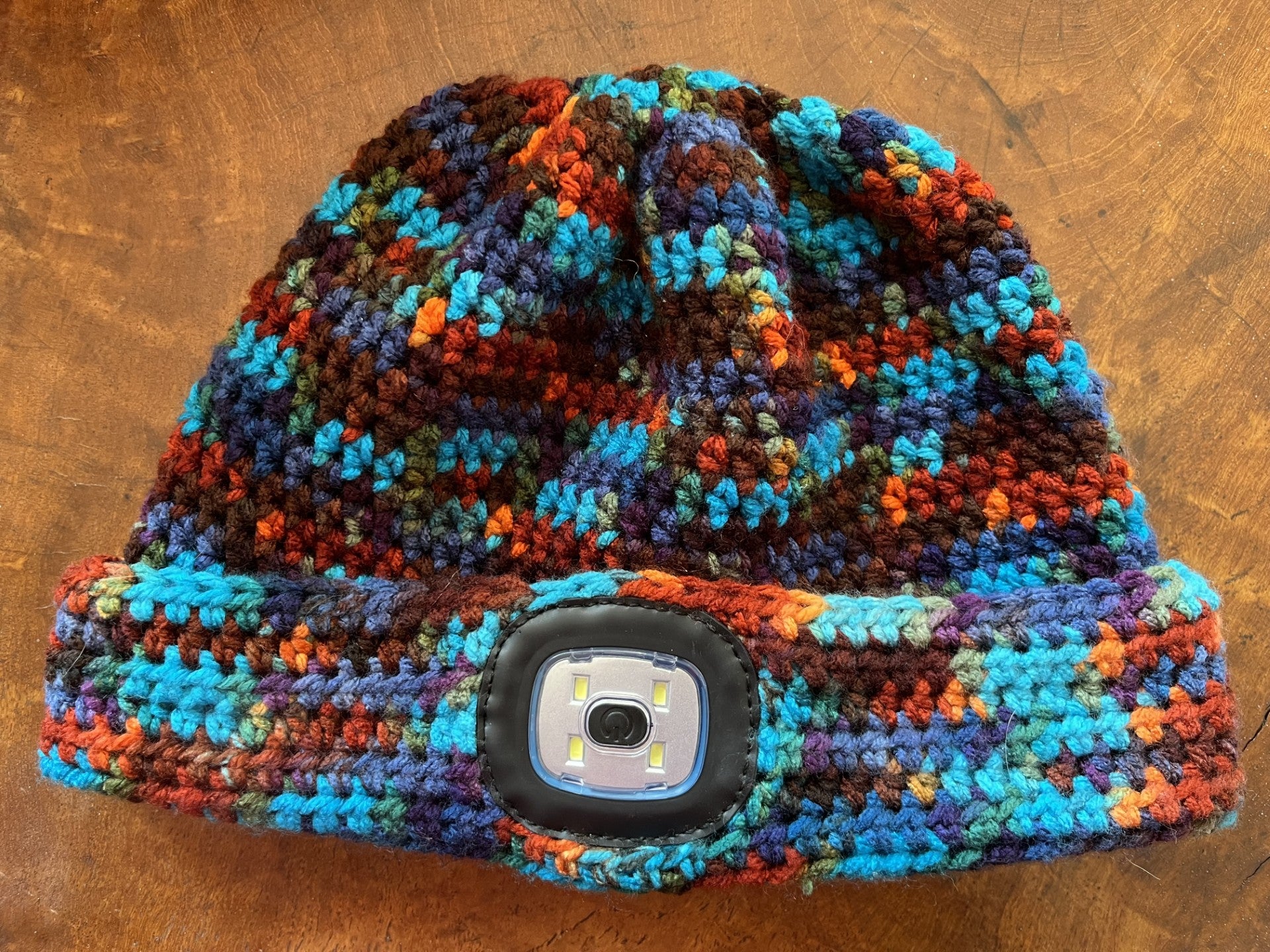 crochet led flashlight beanie