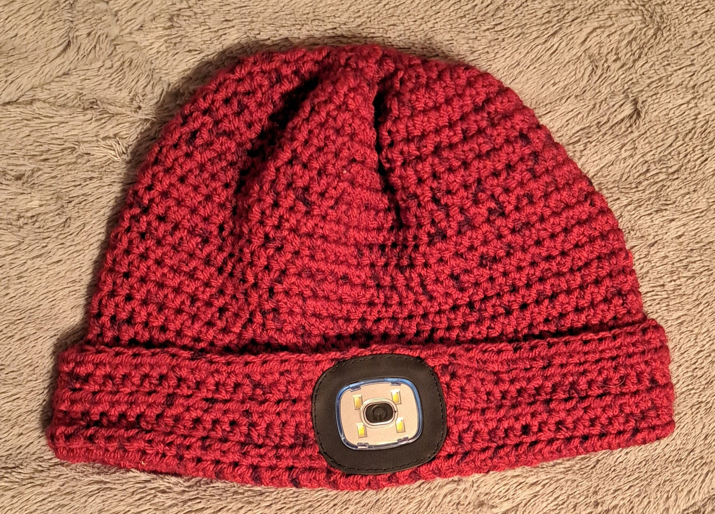 crochet led flashlight beanie