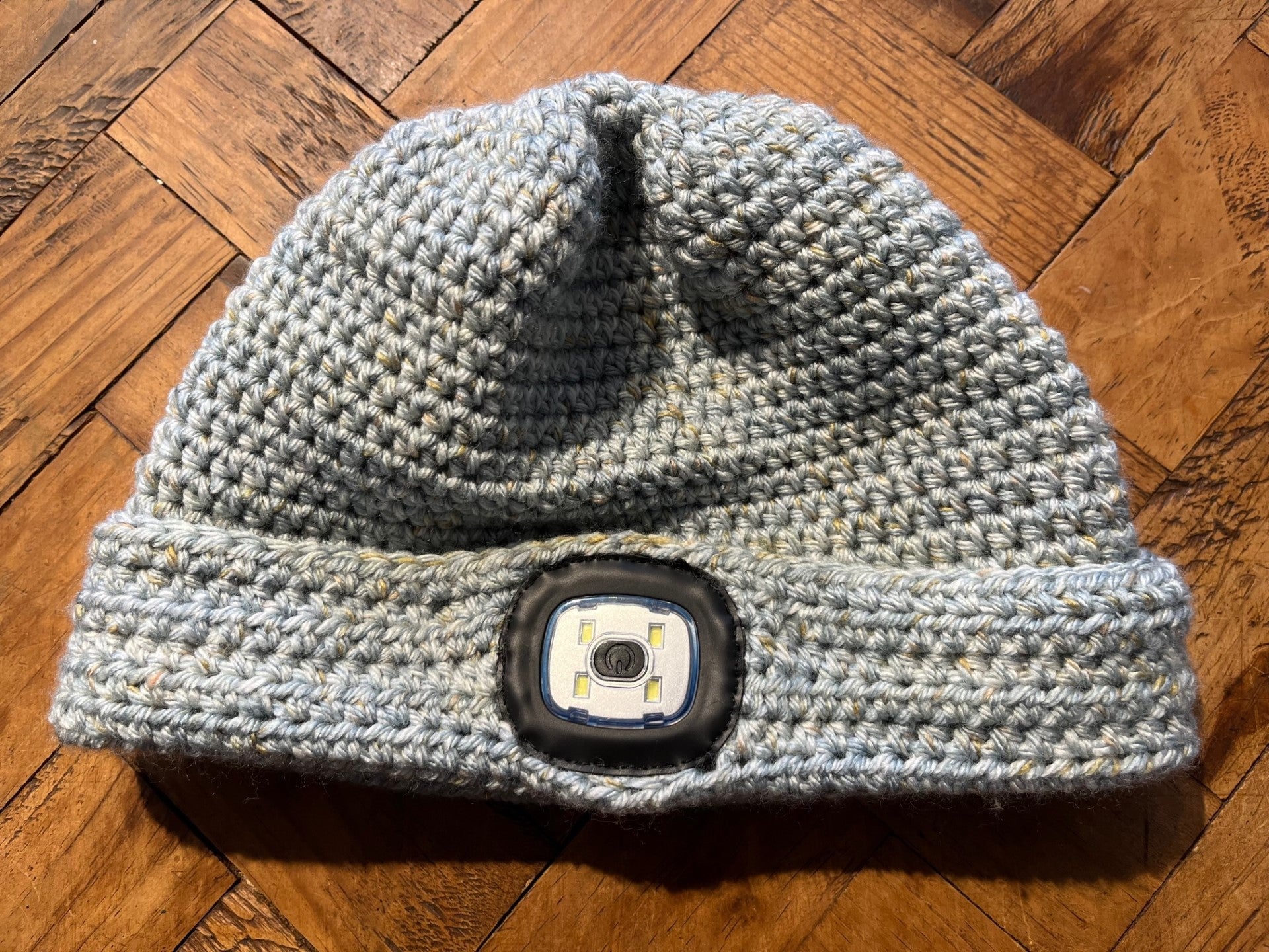 crochet led flashlight beanie