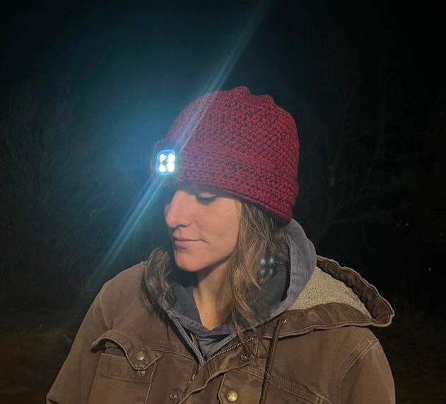 crochet led flashlight beanie